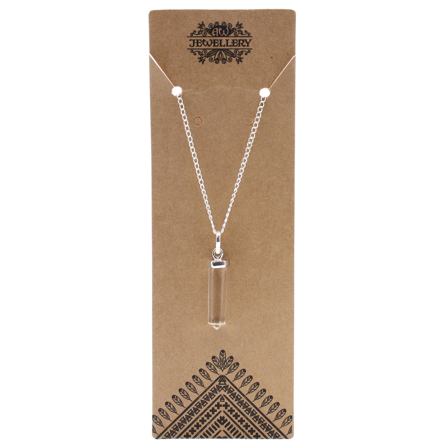 Silverpläterat Halsband - Bergkristall (Klassisk spets)