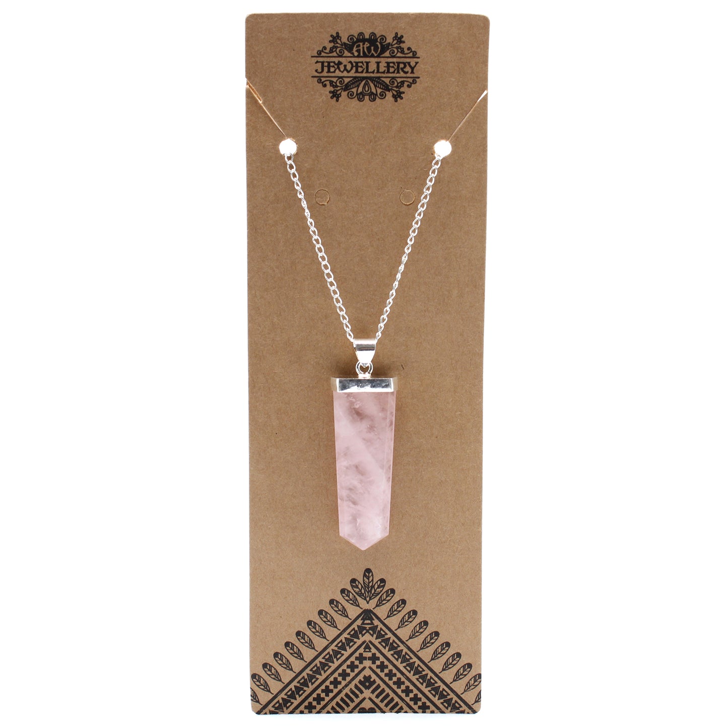 Silverpläterat Halsband – Rosenkvarts (Flat spets)