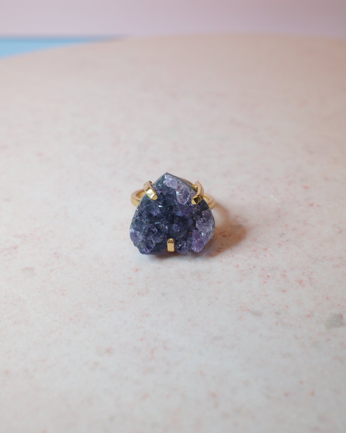 Ametist ring hjärtformad, guld (B)