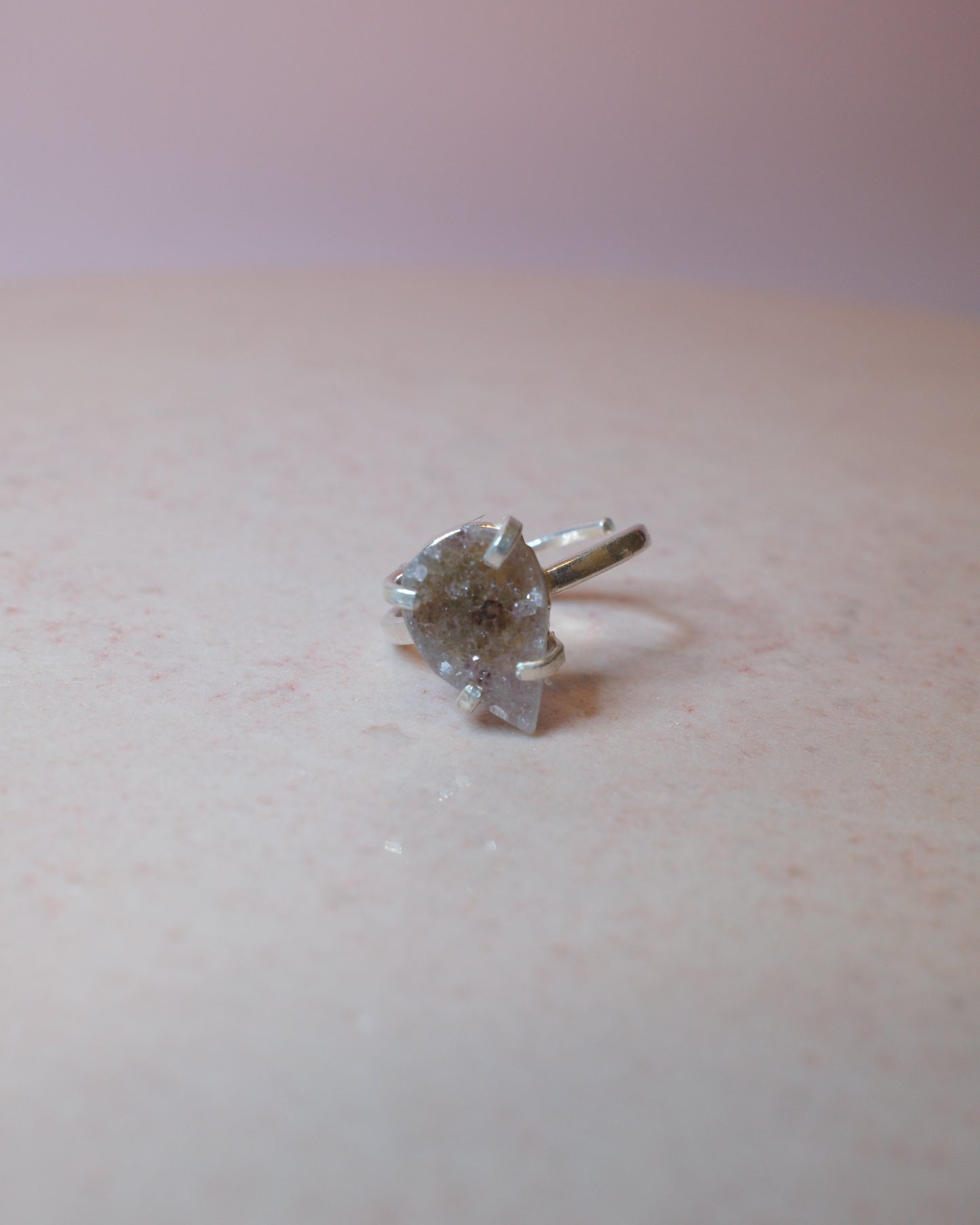 Druzy kvarts ring, silver (B)