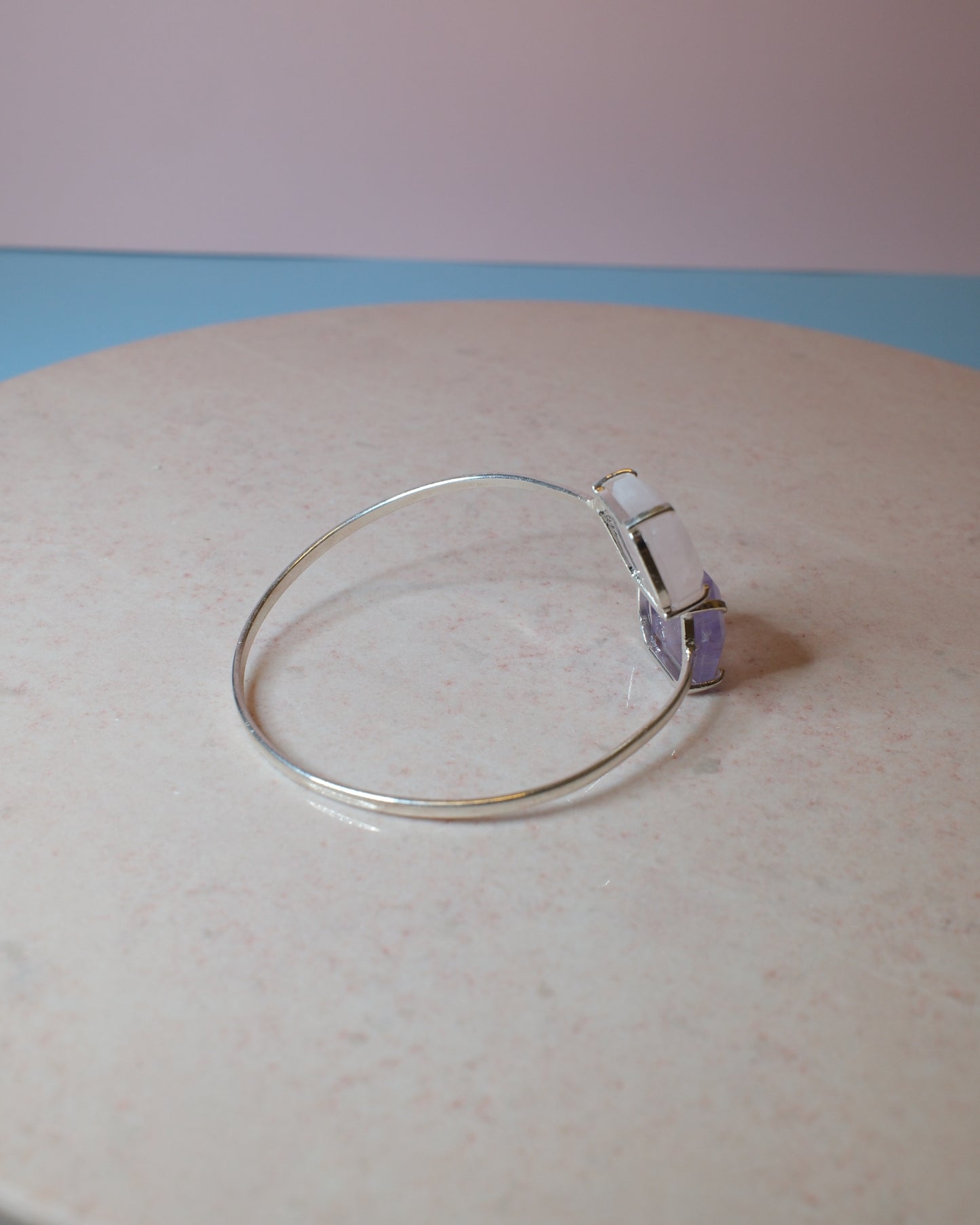 Ametist & Rosenkvarts armband, silver (A)