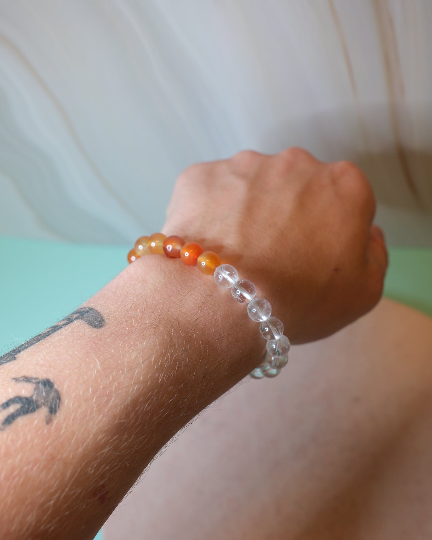 Agat & Bergkristall armband 8 mm