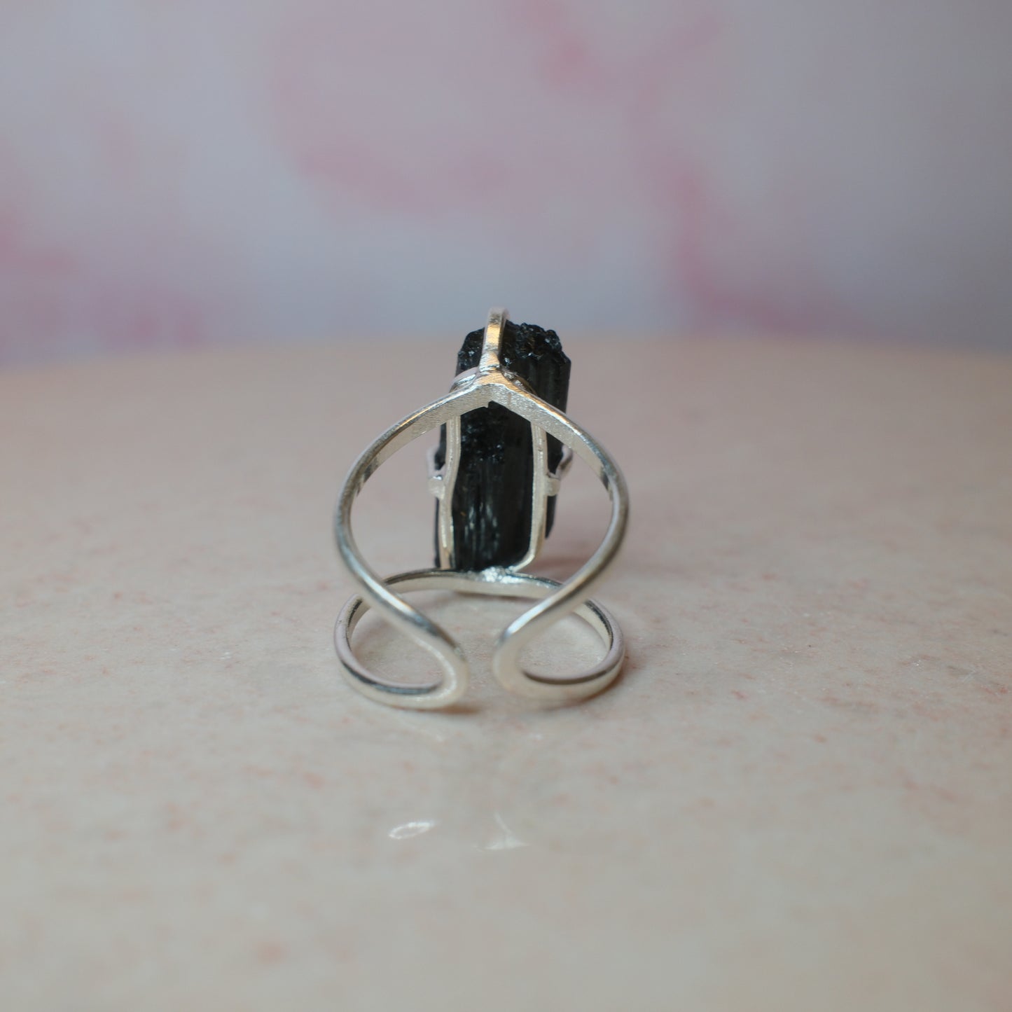Svart turmalin ring, silver (E) Spiritana