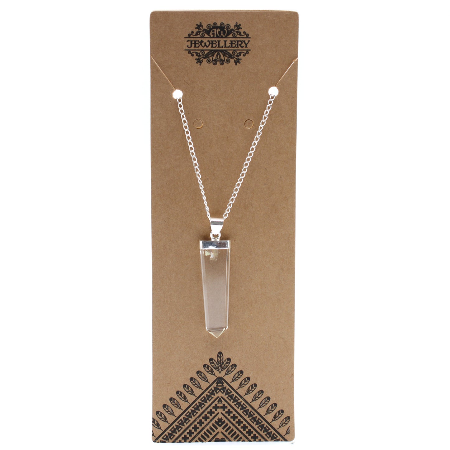 Silverpläterat Halsband – Bergkristall (Flat spets)