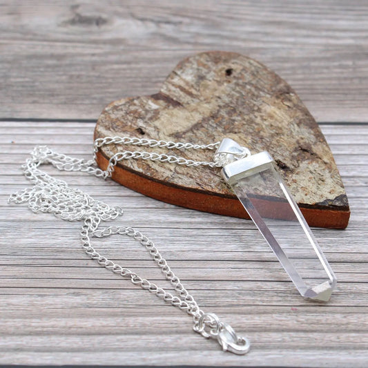Silverpläterat Halsband – Bergkristall (Flat spets) Spiritana
