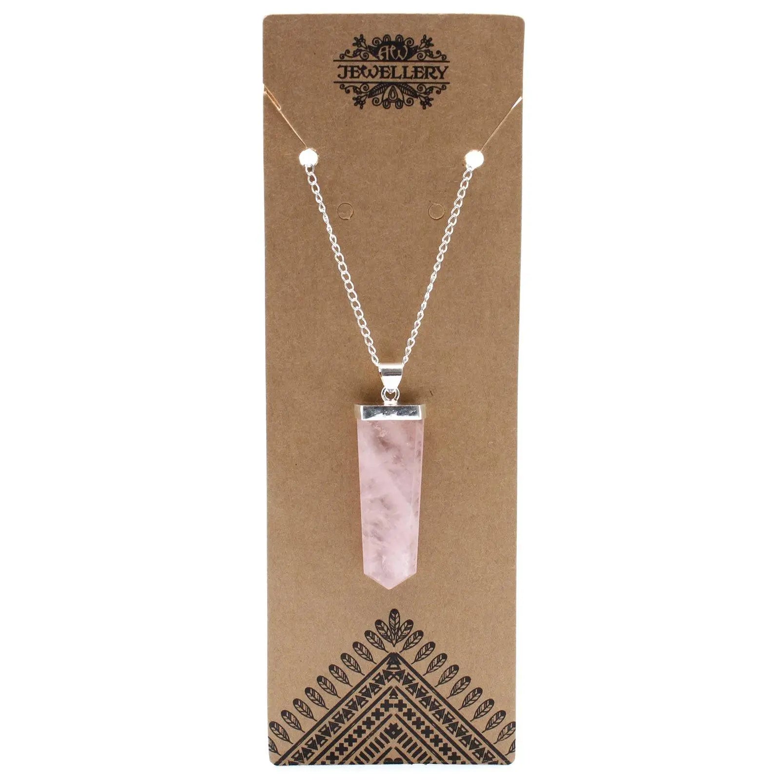 Silverpläterat Halsband – Rosenkvarts (Flat spets) Spiritana