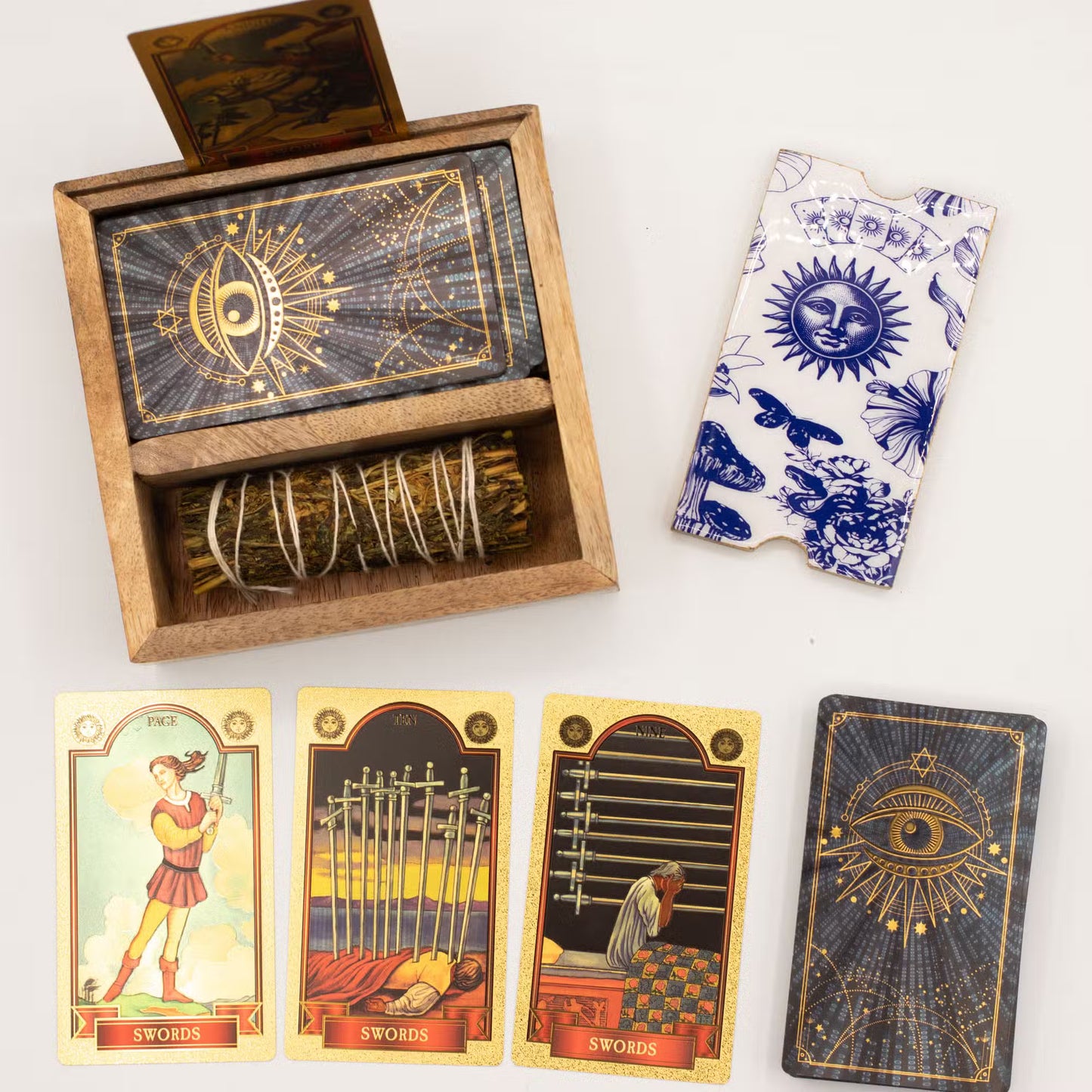 Tarotbox med Två Fack och Korthållare