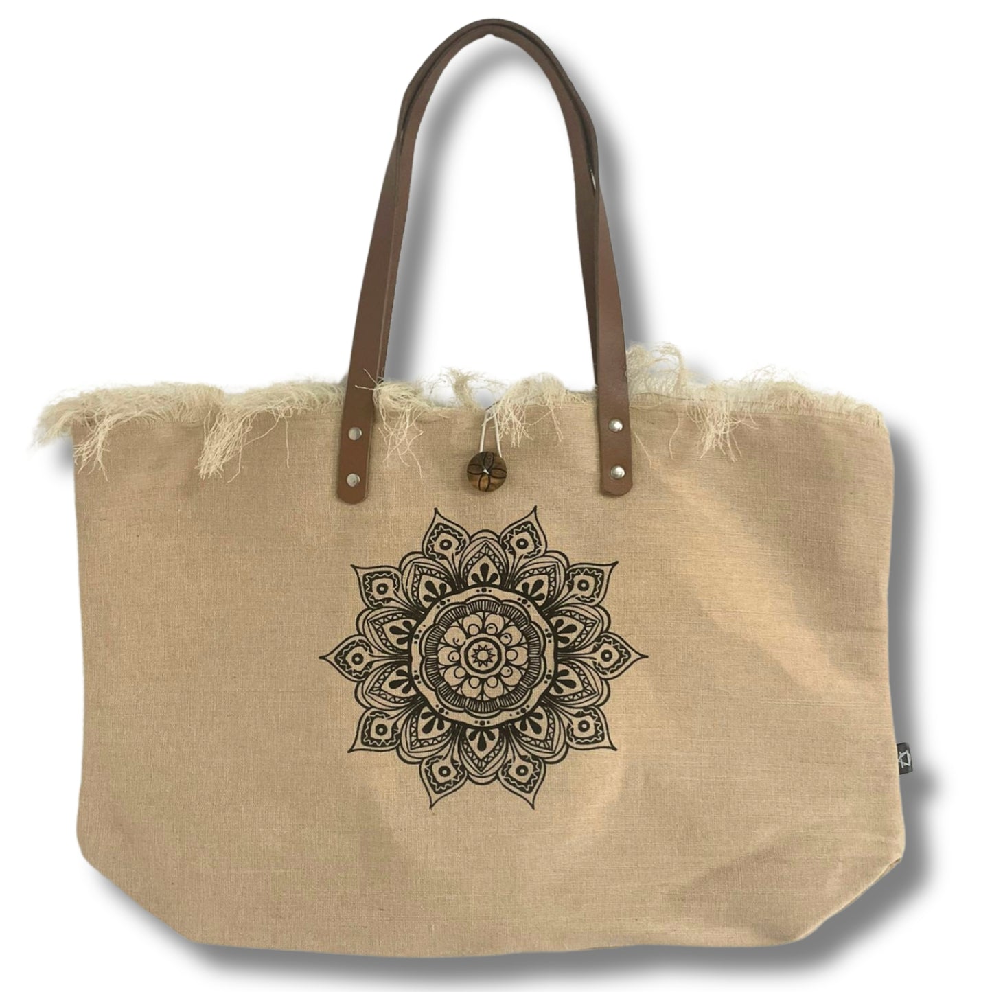 Tygväska med Läderhandtag – Mandala