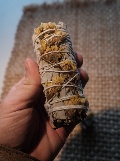 Smudge Stick - Vit Salvia med Gul Sinuata