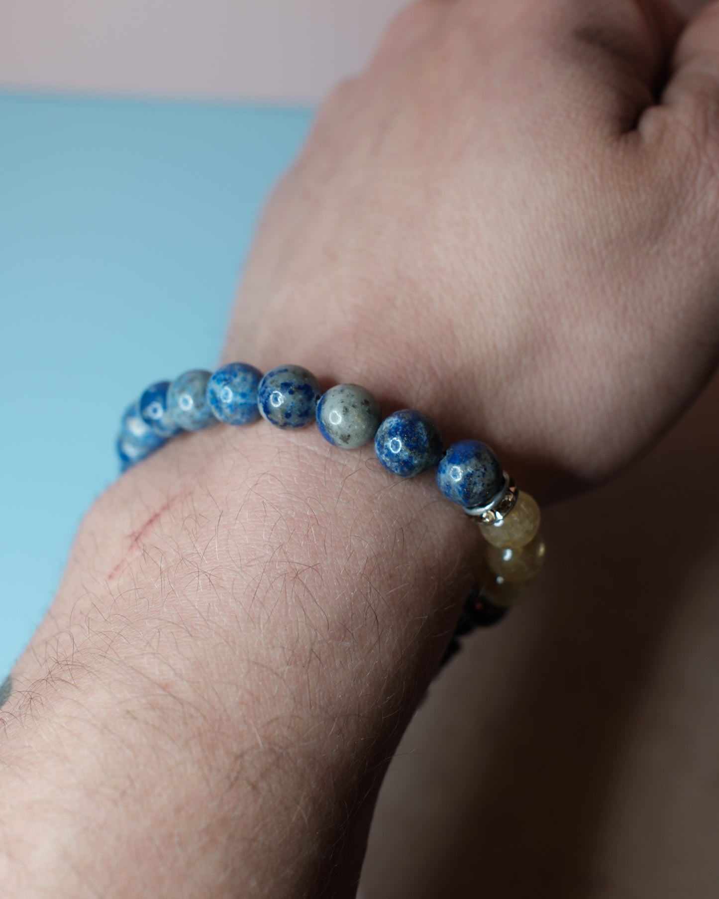Armband - Lapis Lazuli & Rutilkvarts med Ganesha (8 mm)