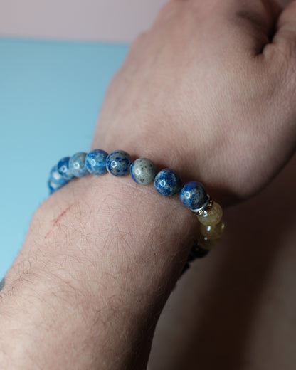 Armband - Lapis Lazuli & Rutilkvarts med Ganesha (8 mm)