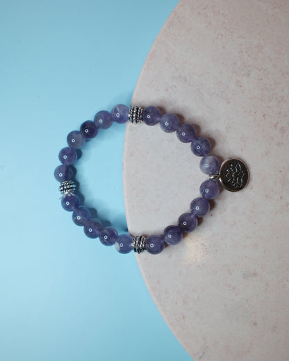 Armband - Ametist, Lotus 8mm