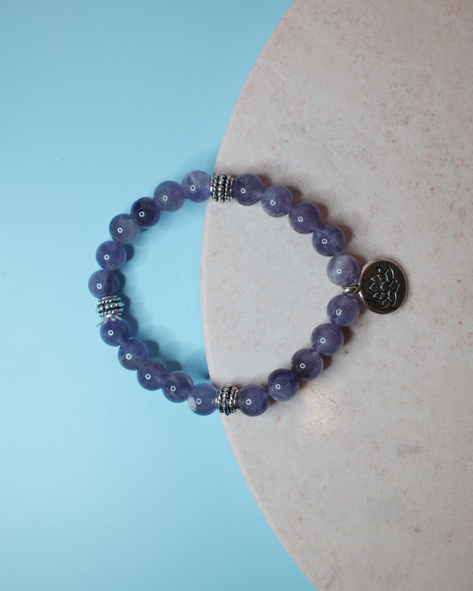 Armband - Ametist, Lotus 8mm