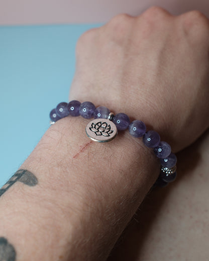 Armband - Ametist, Lotus 8mm