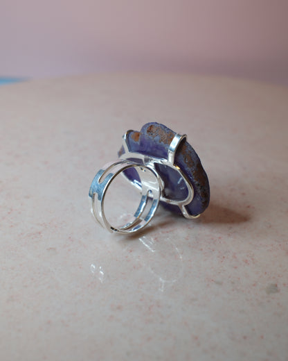 Lila Agat ring, silver (C)