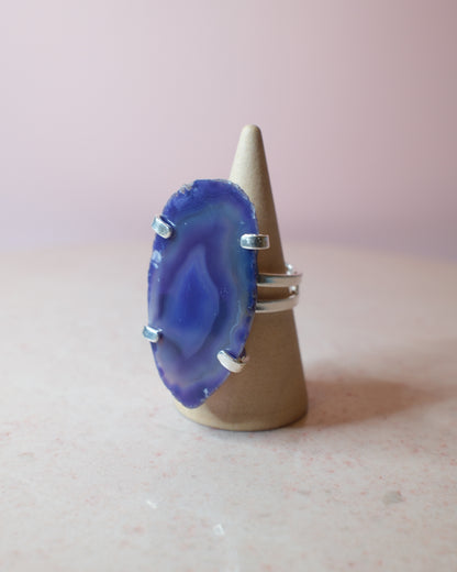 Lila Agat ring, silver (B)