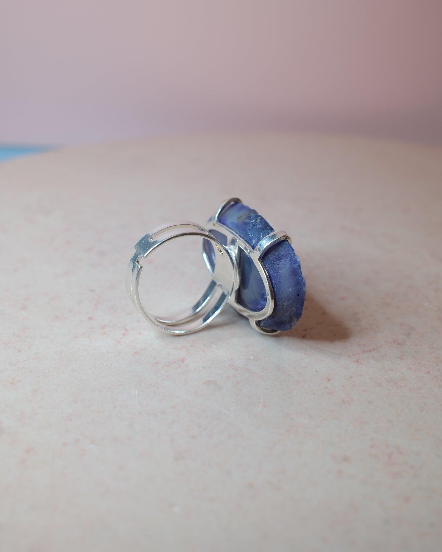 Lila Agat ring, silver (B)