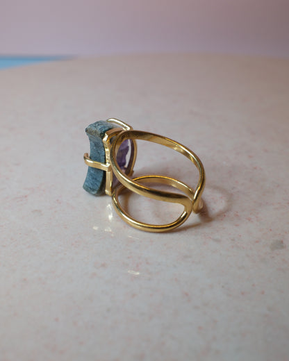 Ametist ring halvmåne, guld (A)