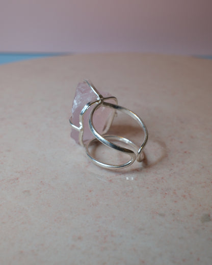 Rosenkvarts ring, silver (B)