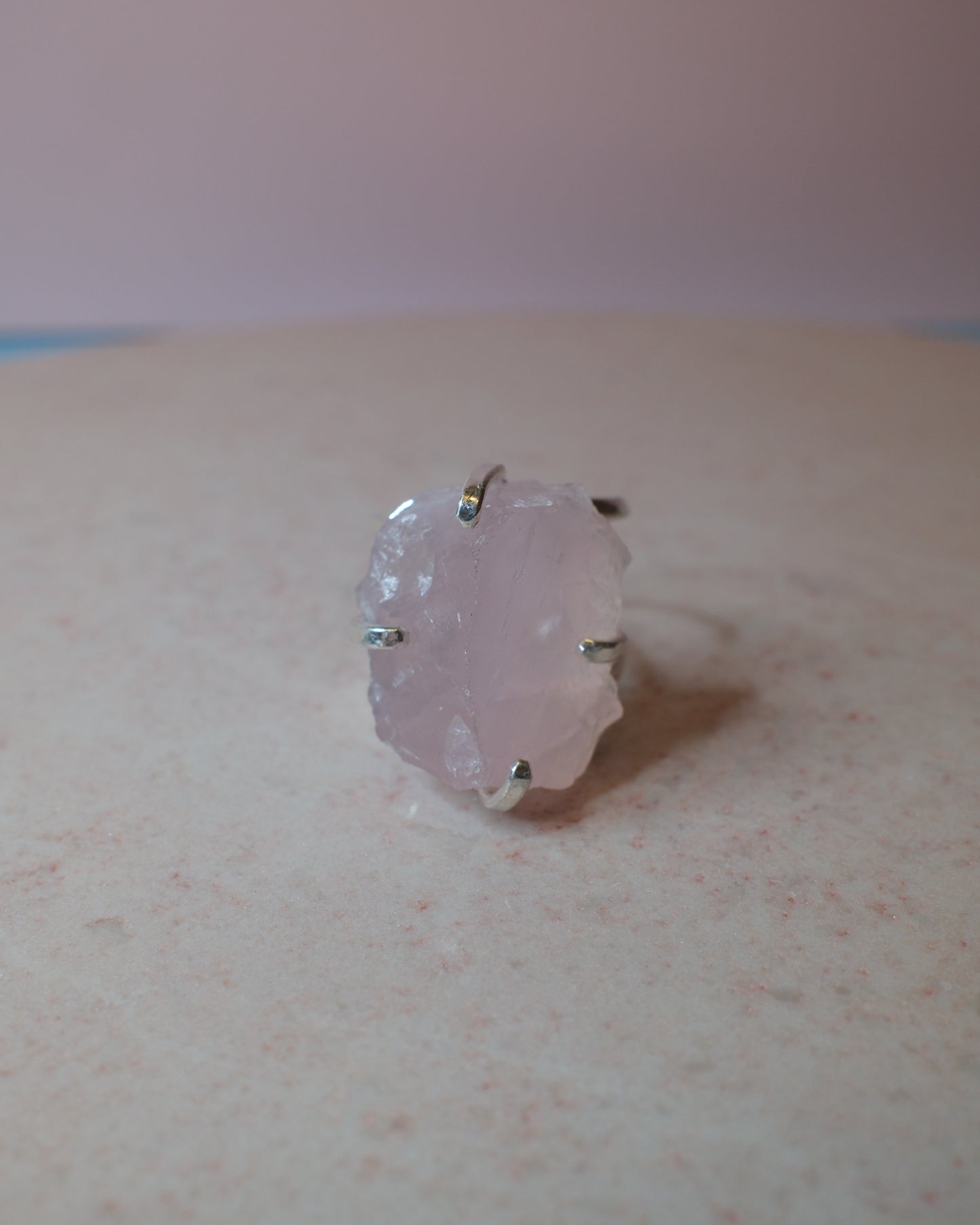 Rosenkvarts ring, silver (B)