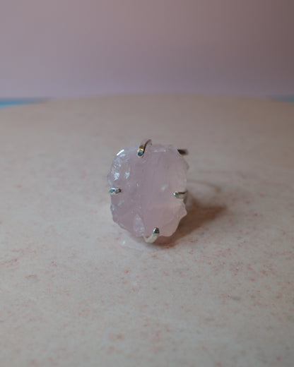 Rosenkvarts ring, silver (B)