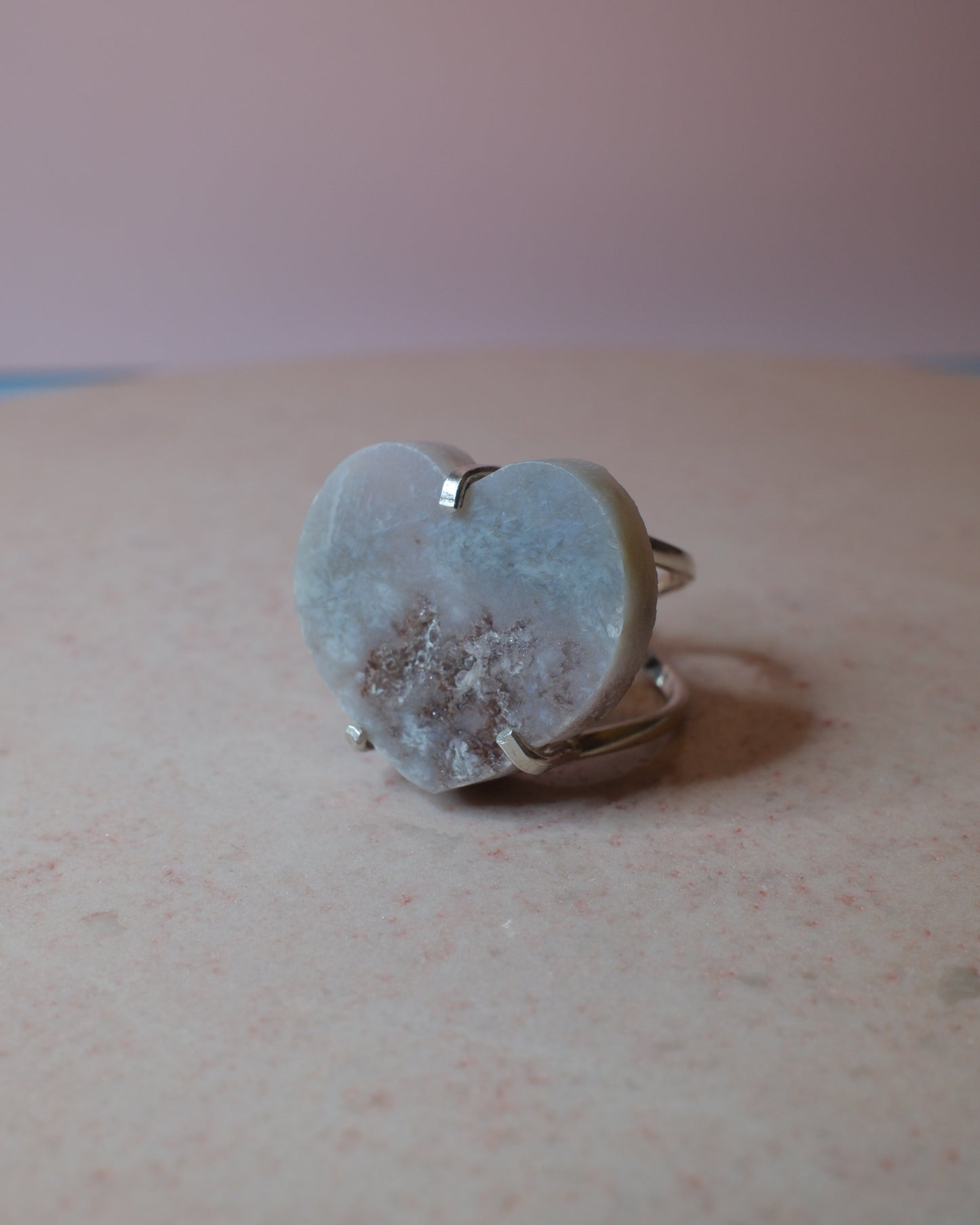 Rosa ametist ring hjärtformad, silver (A)