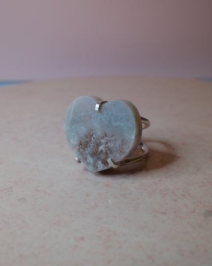 Rosa ametist ring hjärtformad, silver (A)