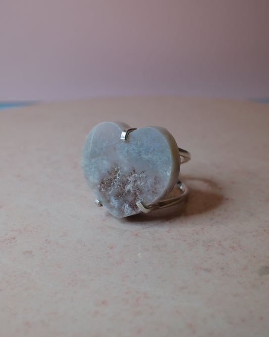 Rosa ametist ring hjärtformad, silver (A)