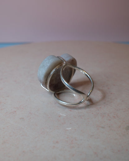 Rosa ametist ring hjärtformad, silver (A)