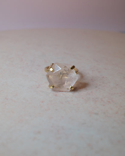 Facetterad Rosenkvarts ring, guld (A)