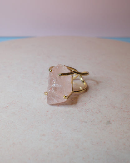 Rosenkvarts ring, guld (A)