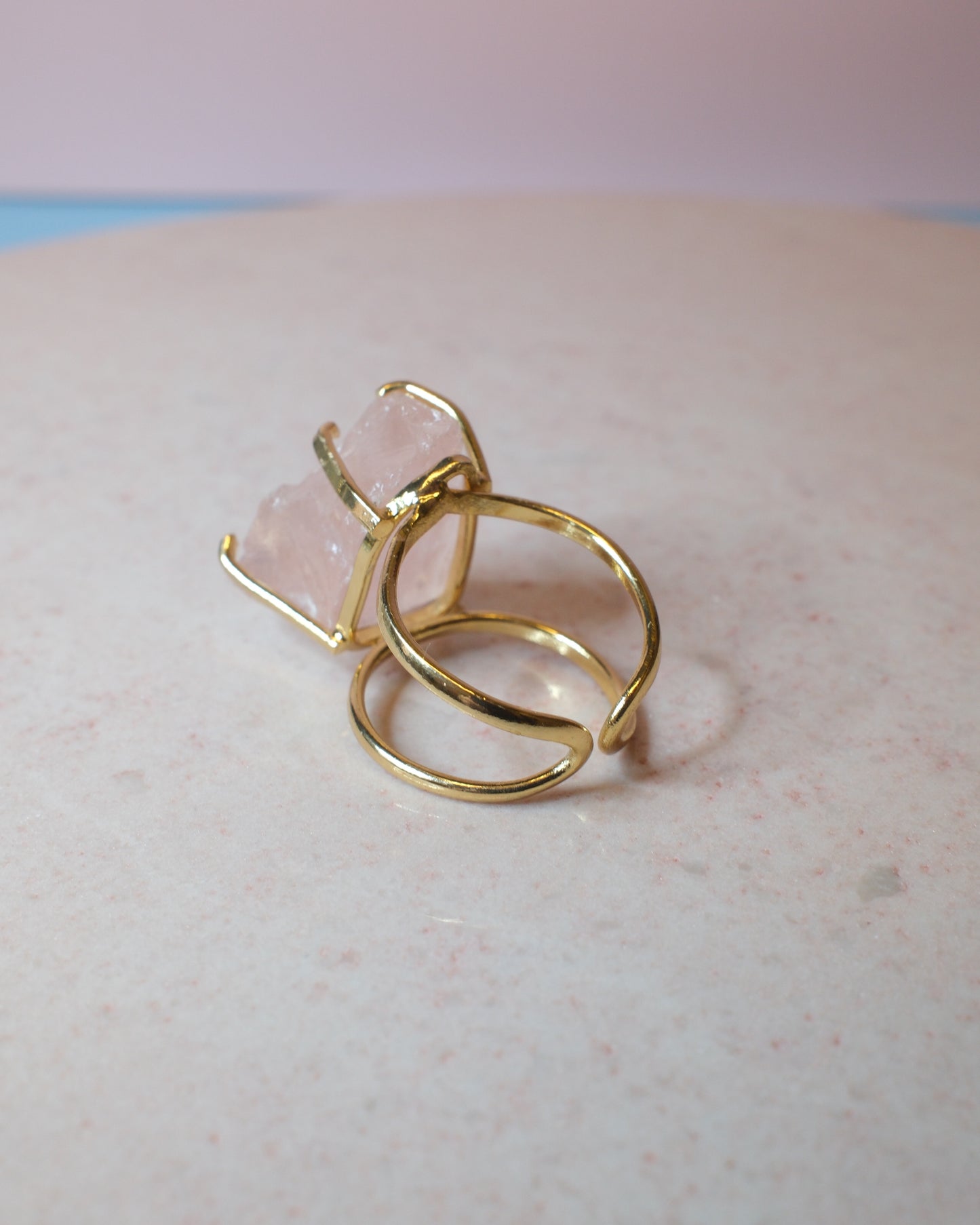 Rosenkvarts ring, guld (A)