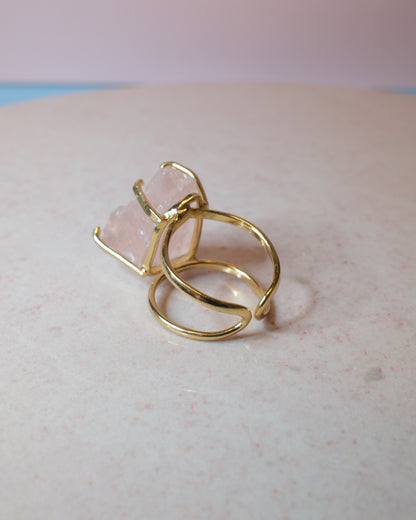 Rosenkvarts ring, guld (A)