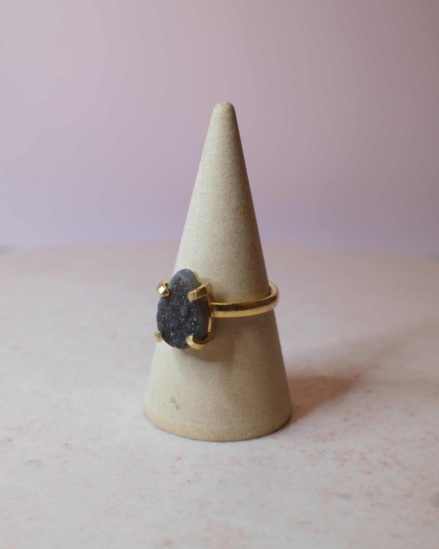 Druzy kvarts ring, guld (A)
