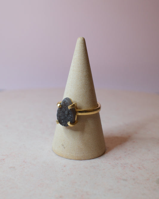 Druzy kvarts ring, guld (A)