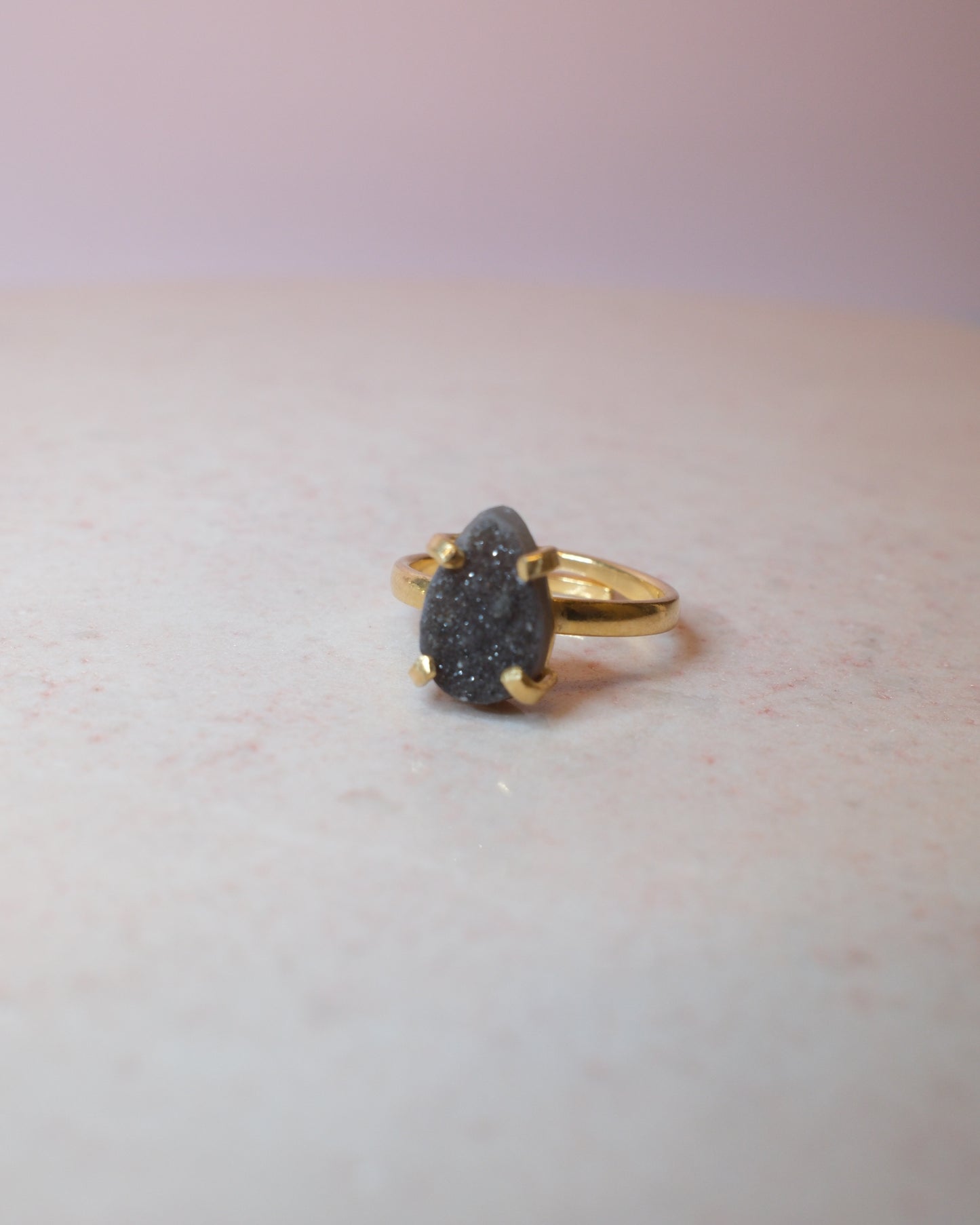 Druzy kvarts ring, guld (A)