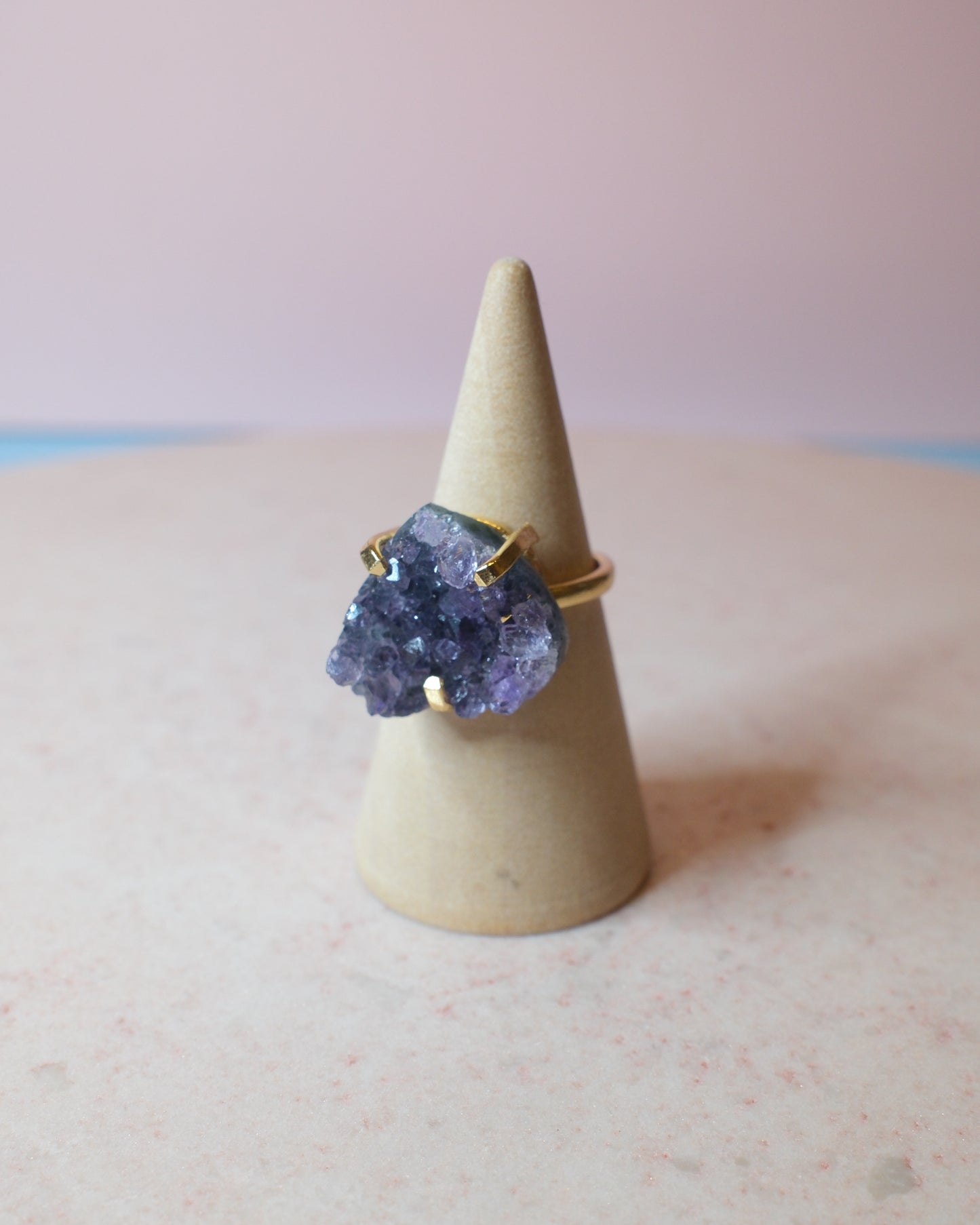 Ametist ring hjärtformad, guld (B)