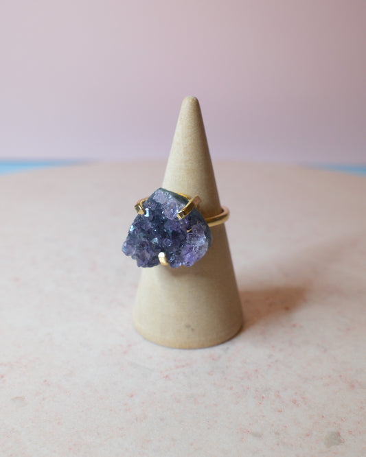 Ametist ring hjärtformad, guld (B)