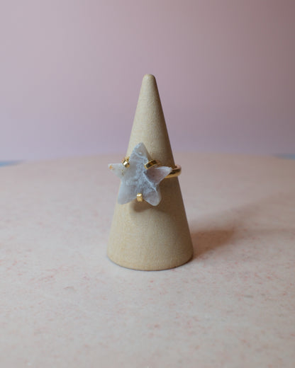 Rosa ametist ring stjärna, guld (A)