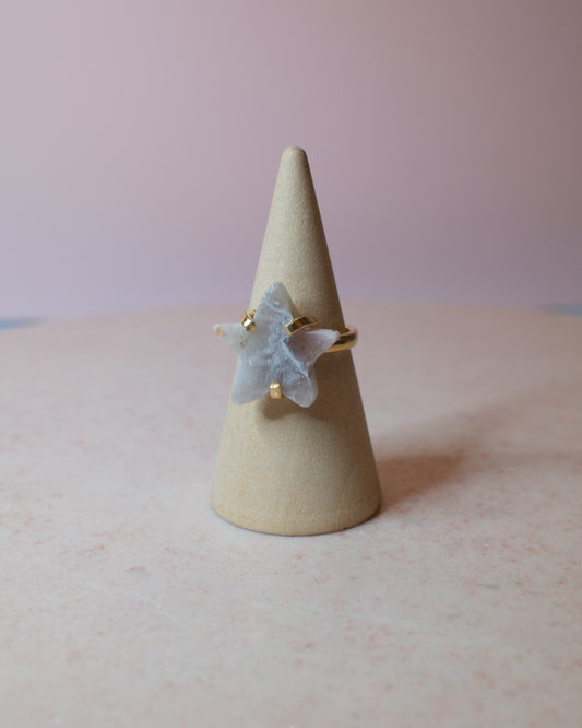 Rosa ametist ring stjärna, guld (A)