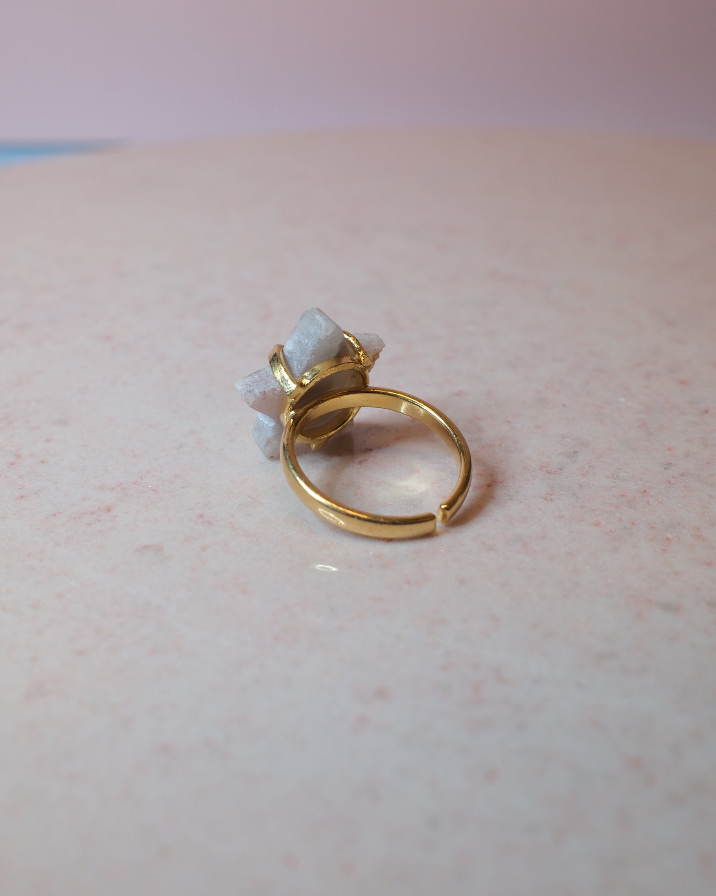 Rosa ametist ring stjärna, guld (A)