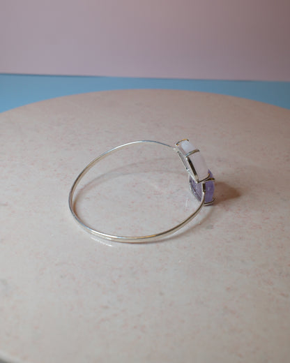 Ametist & Rosenkvarts armband, silver (A)