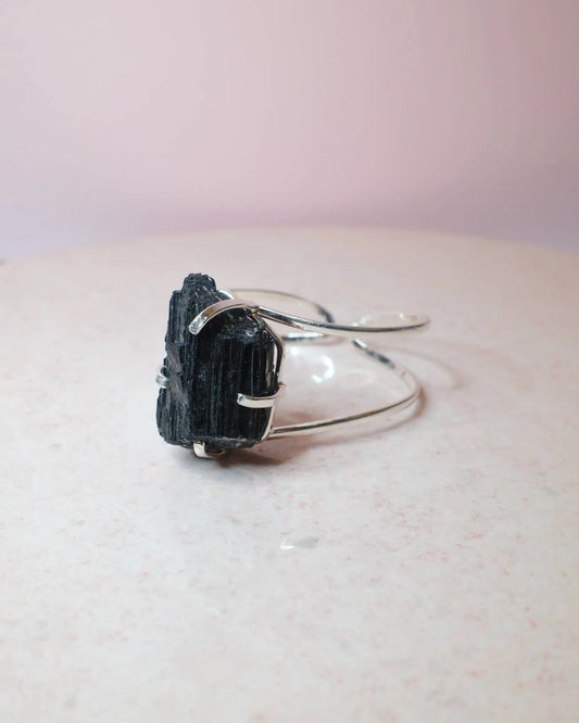 Svart turmalin armband, silver (A) Spiritana