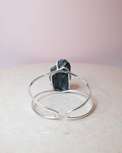 Svart turmalin armband, silver (A)