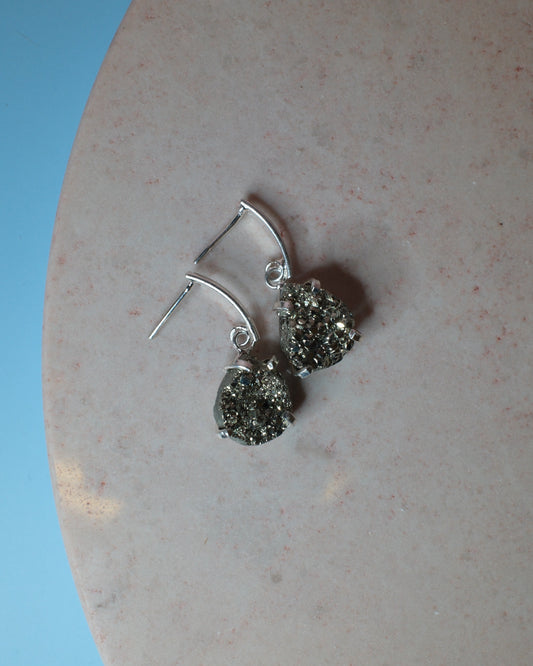 Pyrit örhänge, silver (A)