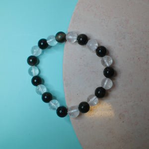 Guldobsidian & Bergkristall Armband, 8 mm Spiritana