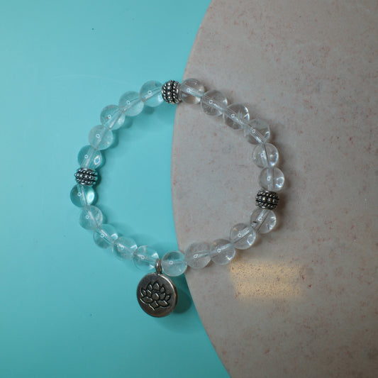 Bergkristall Lotus Armband, 8mm Spiritana