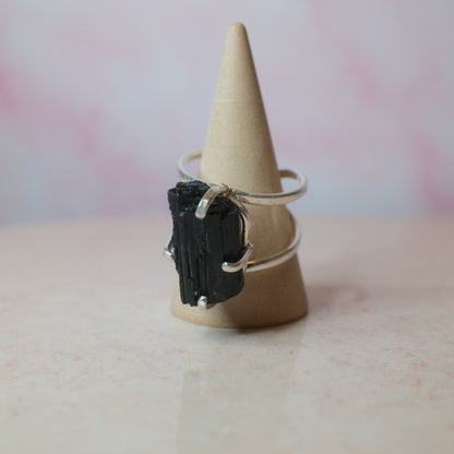 Svart turmalin ring, silver (D) Spiritana
