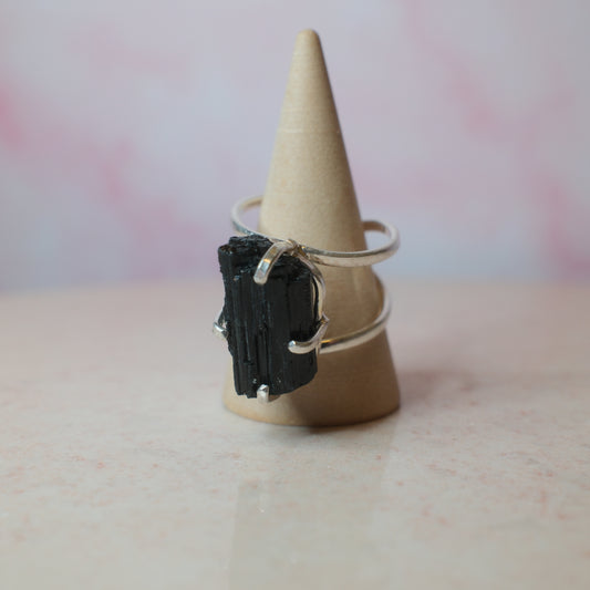 Svart turmalin ring, silver (D) Spiritana
