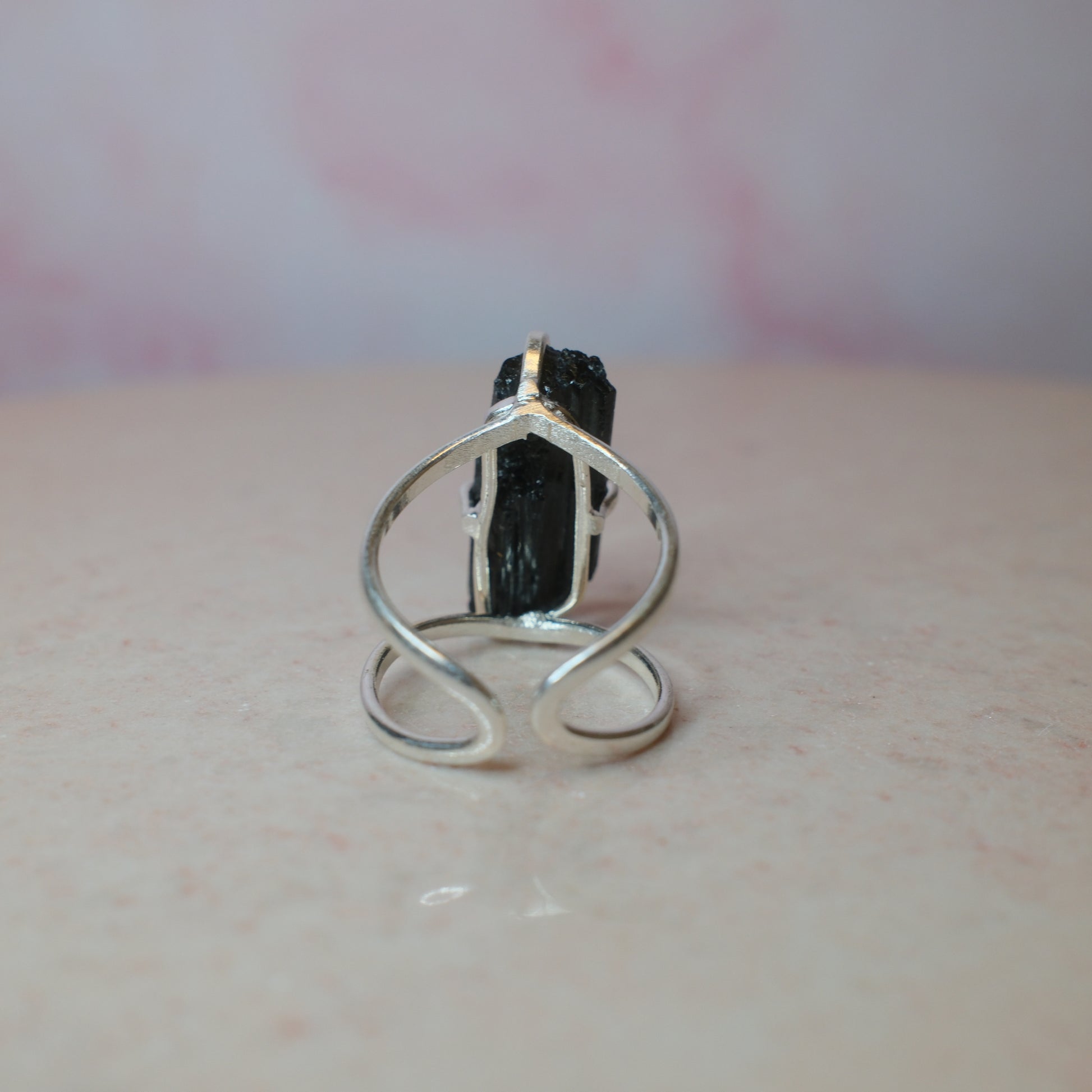 Svart turmalin ring, silver (E) Spiritana